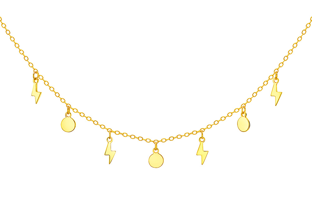 Collar choker plata 925 rayo y mini placa