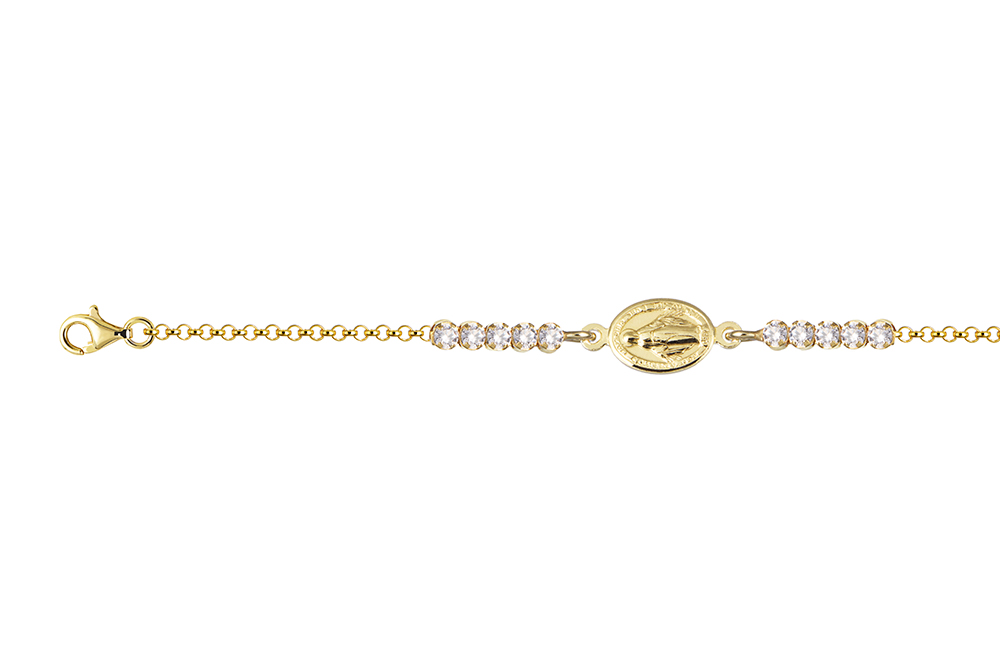 [14305P162ZBL] Silver 925 miraculous virgin c 16+5cm rhodium (White, Gold plated)