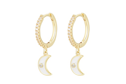 [144510002EBL] Silver 925 moon earring enameled with cz (White)