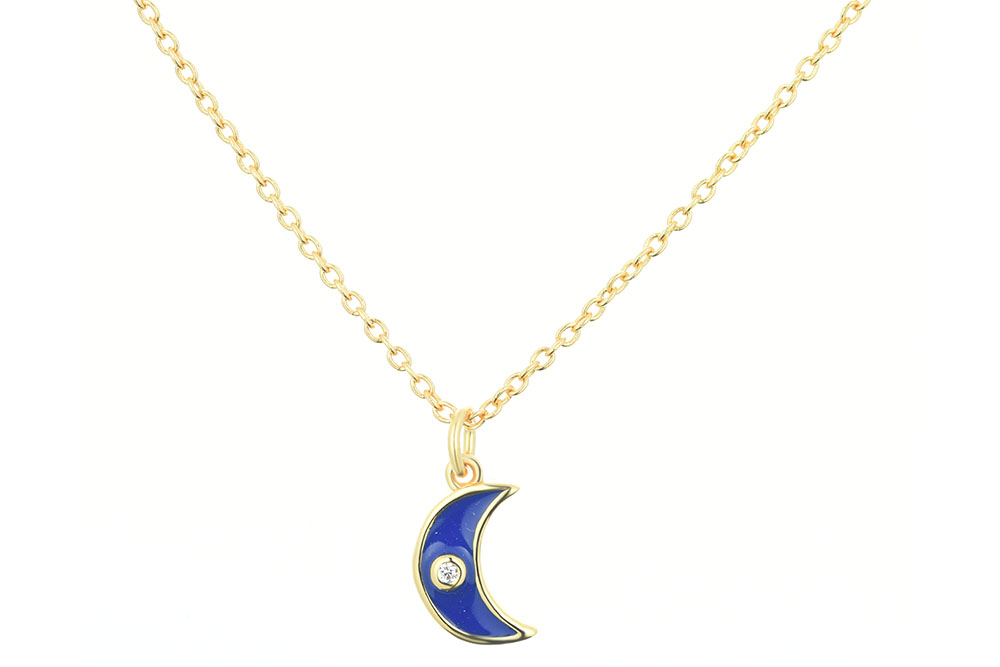 Collar plata 925 luna esmalte con zirconita 