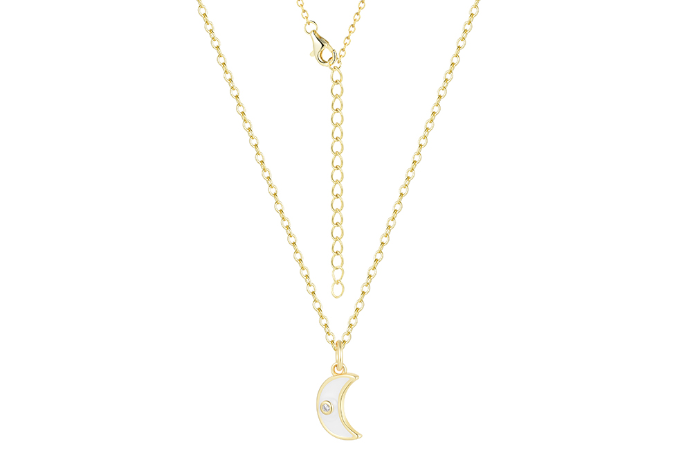 Collar plata 925 luna esmalte con zirconita 