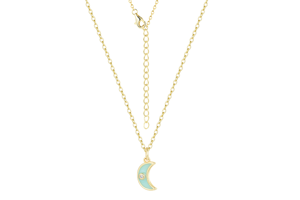Collar plata 925 luna esmalte con zirconita 