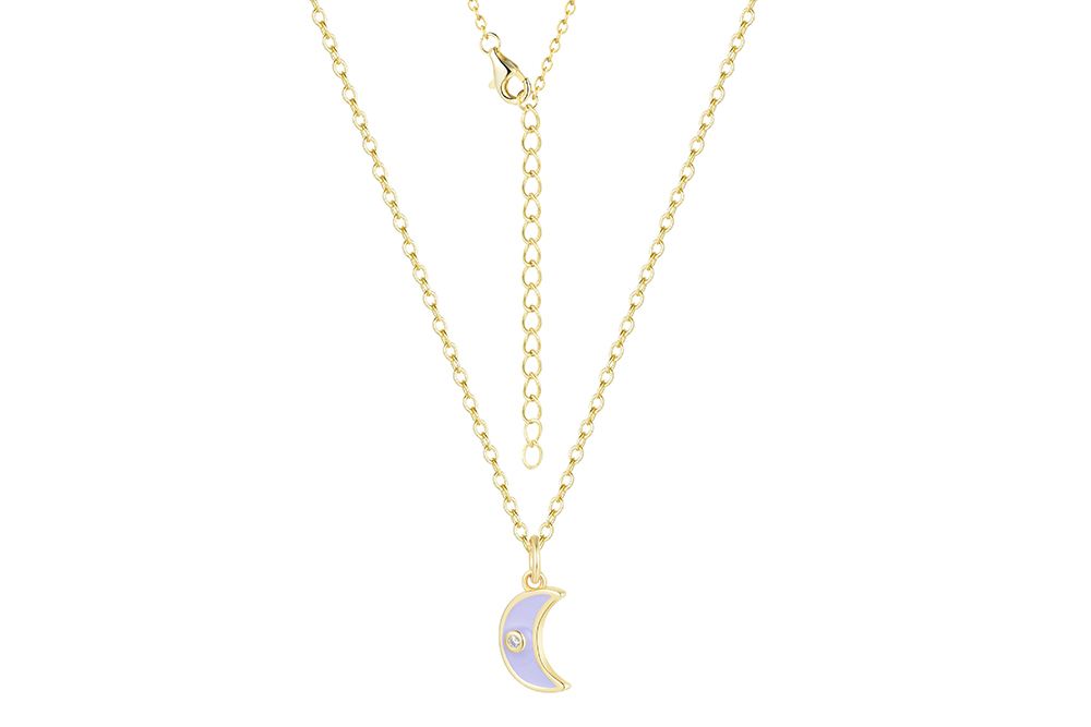 Collar plata 925 luna esmalte con zirconita 