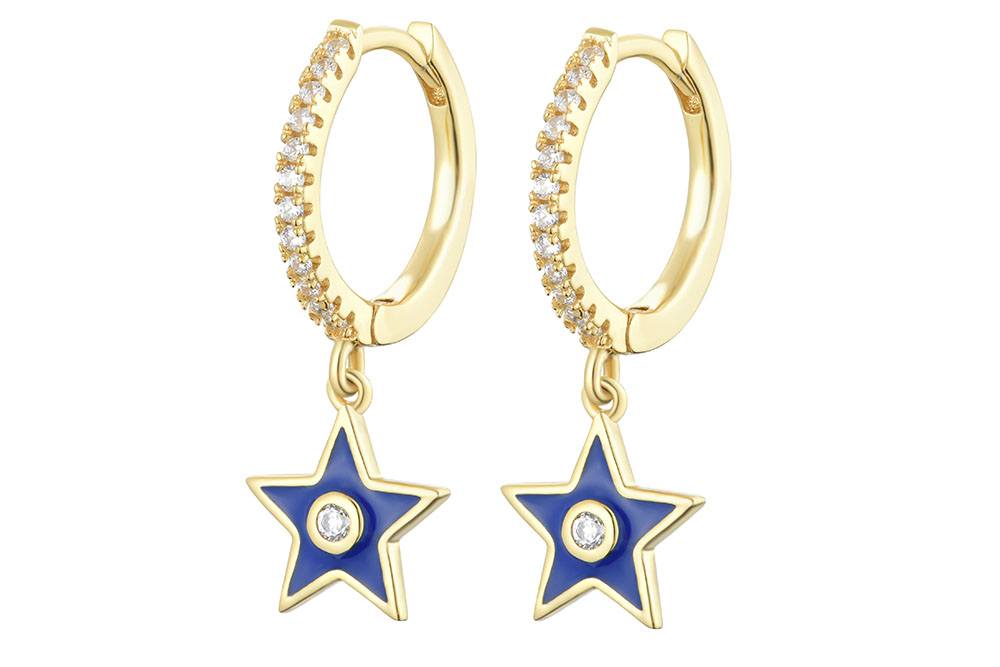 Silver 925 star earring enameled with cz
