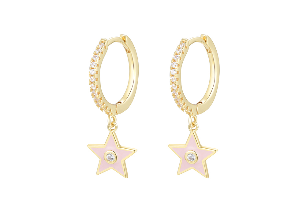 Silver 925 star earring enameled with cz