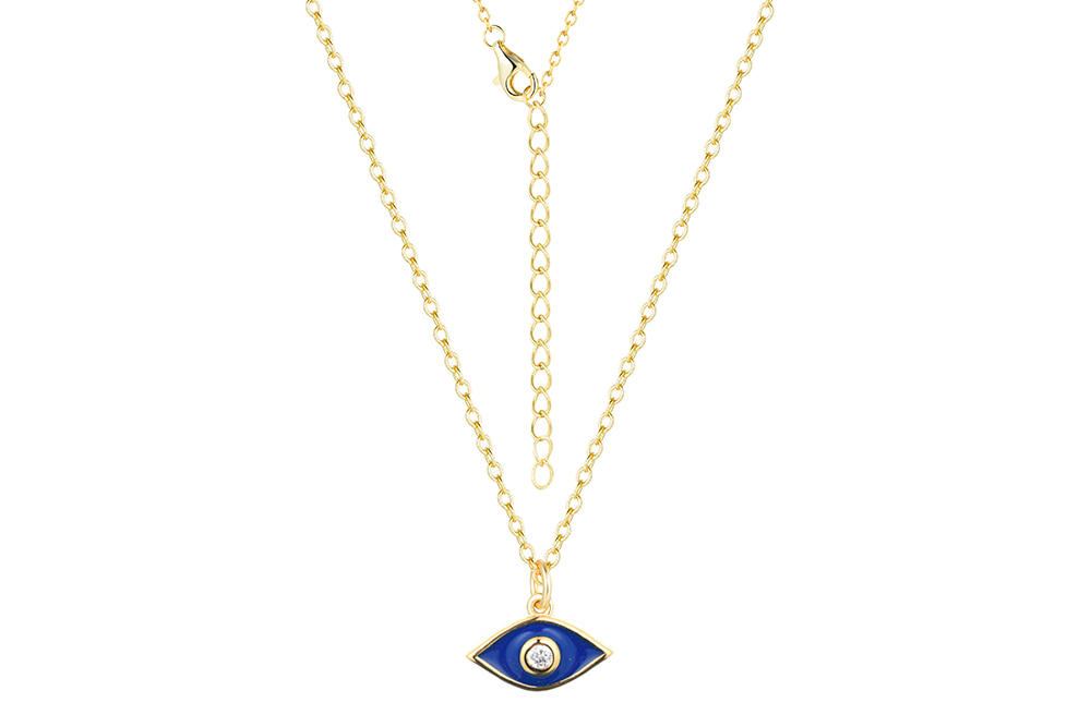 Collar plata 925 ojo turco esmalte con zirconita 