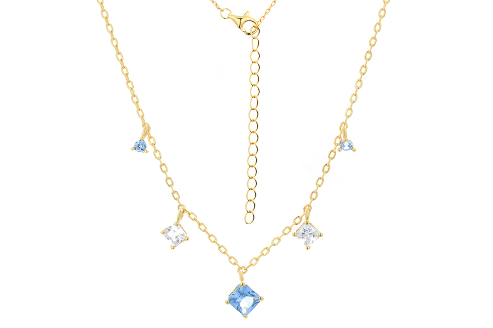 [14649N0038E5MCDO_01] Collar plata 925 con charm zirconita  (Aguamarina)