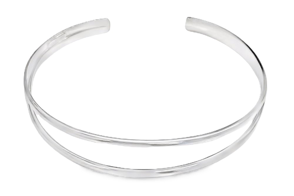 [14788B00000000PL] Sterling silver wire narrow cuff bangle bracelet (Polished, Sterling silver)