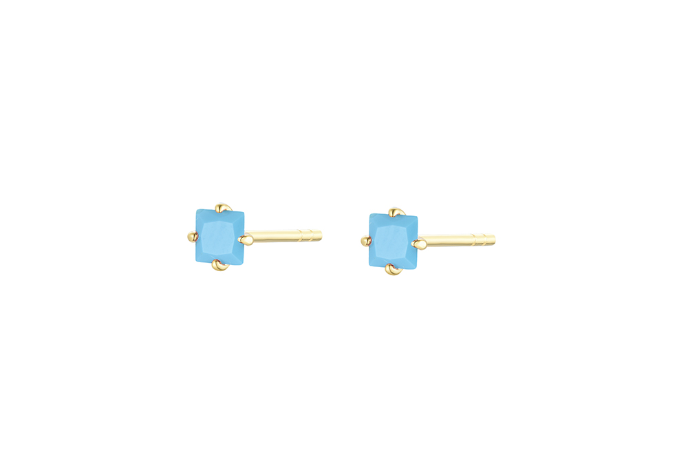 [14864E00E025BLDO] Sterling silver earring with cz (2.50MM, Cubic zirconia, White, Gold plated)