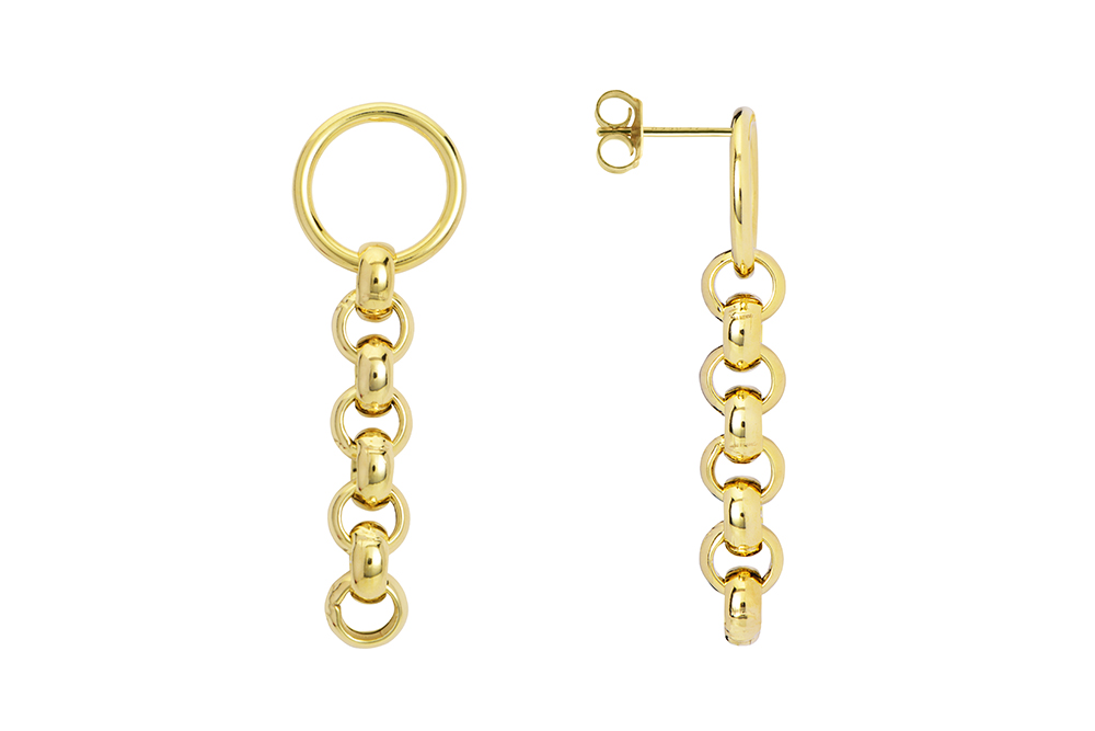 Pendiente largo plata 925 circulo con cadena rolo 