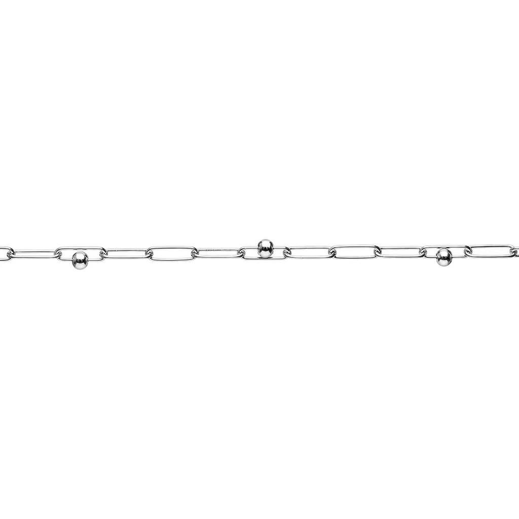 Collar plata 925 eslabón alargado de hilo redondo con bola 