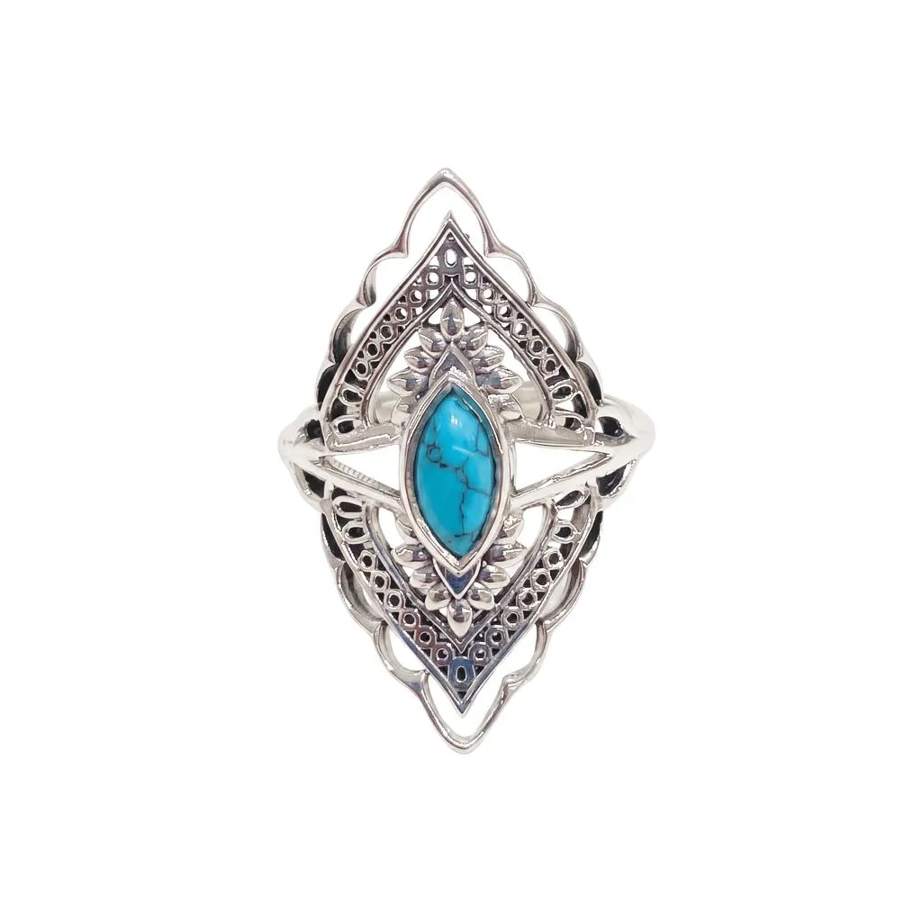 Anillo plata 925 con piedra ovalada motivo arabe 