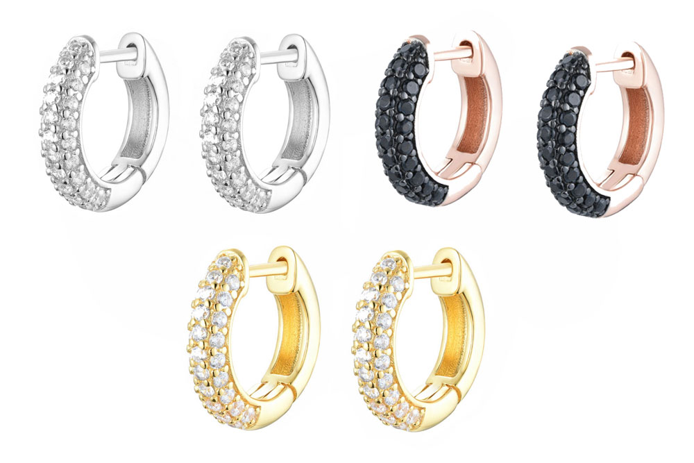 Sterling silver zirconia earring hoop