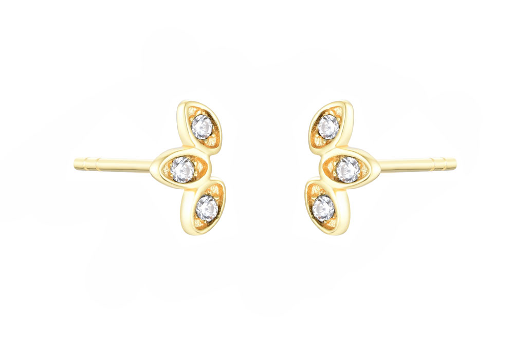 Sterling silver with three mini zirconia earring