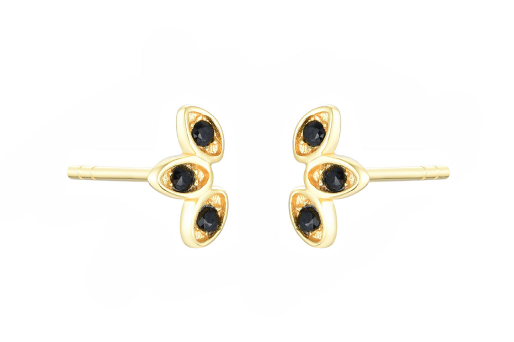 Sterling silver with three mini zirconia earring
