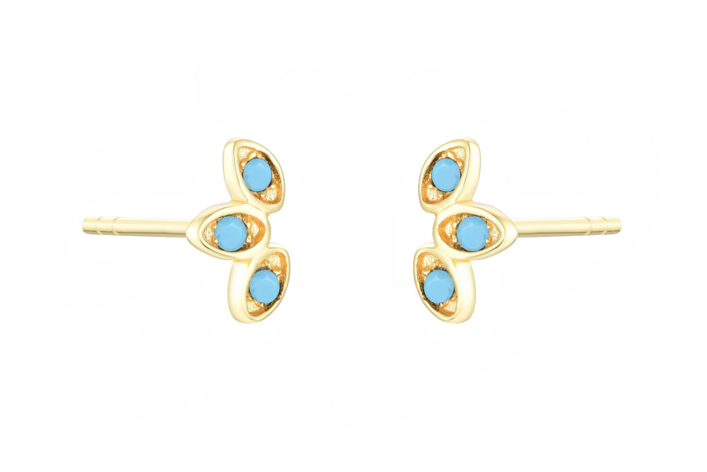 Sterling silver with three mini zirconia earring