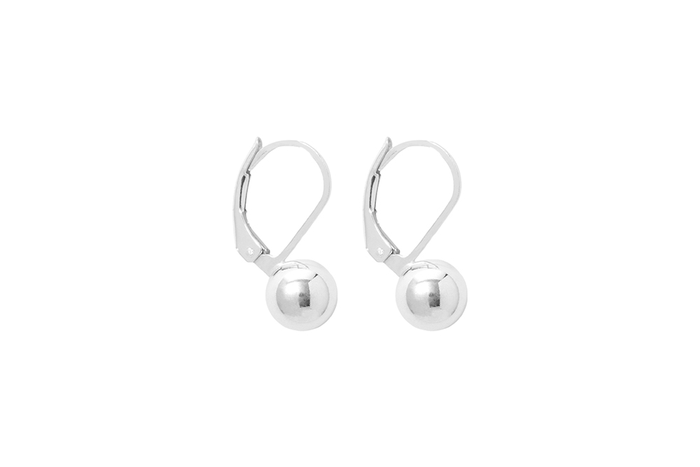 [15442EE080PL] Sterling silver bead earring (Sterling silver)