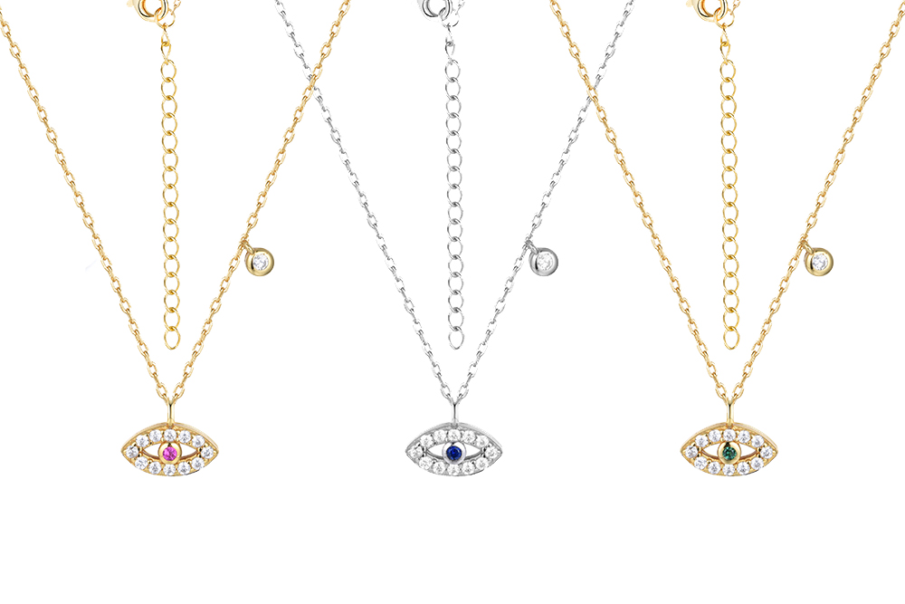 Sterling silver zirconia turkish eye necklace