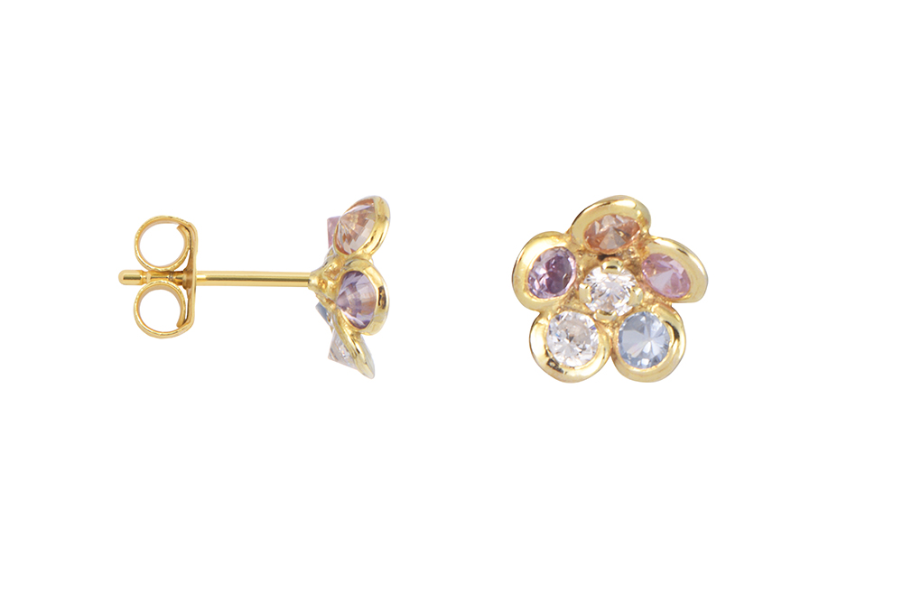 Sterling silver zirconia flower earring