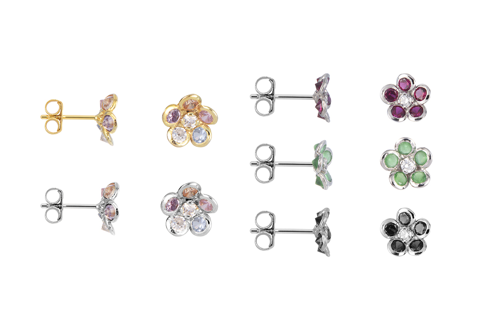 Sterling silver zirconia flower earring