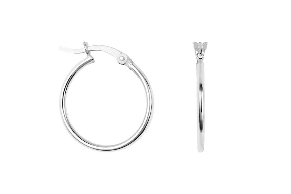 [16324EE100PL] Sterling silver 1.5mm hoop earring 10.00/12.00/15.00/20.00mm (pack of 10) (10.00MM, Sterling silver)