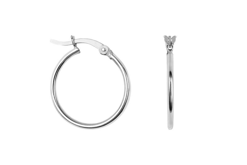 Sterling silver 1.5mm hoop earring 10.00/12.00/15.00/20.00mm (pack of 10)