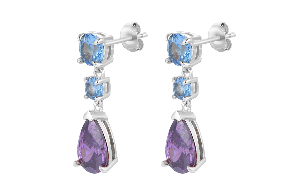 Pendiente plata 925 tres zirconitas