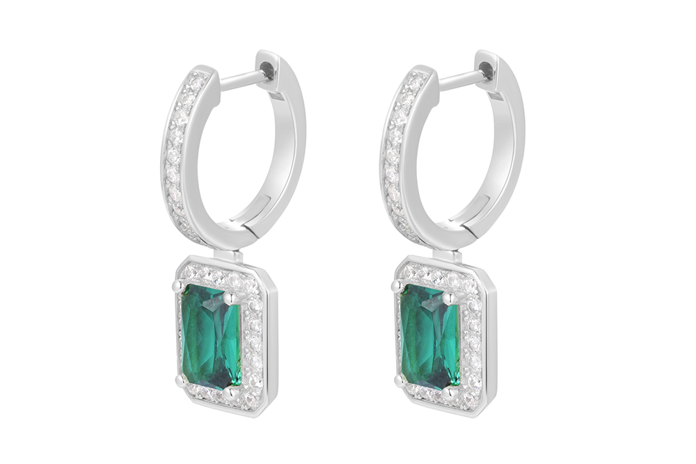 Sterling silver zirconia hoop earring