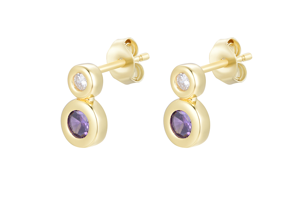 Sterling silver two zirconias earring