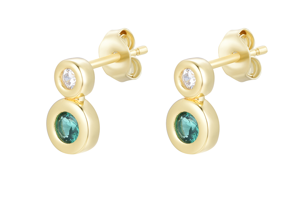 Sterling silver two zirconias earring