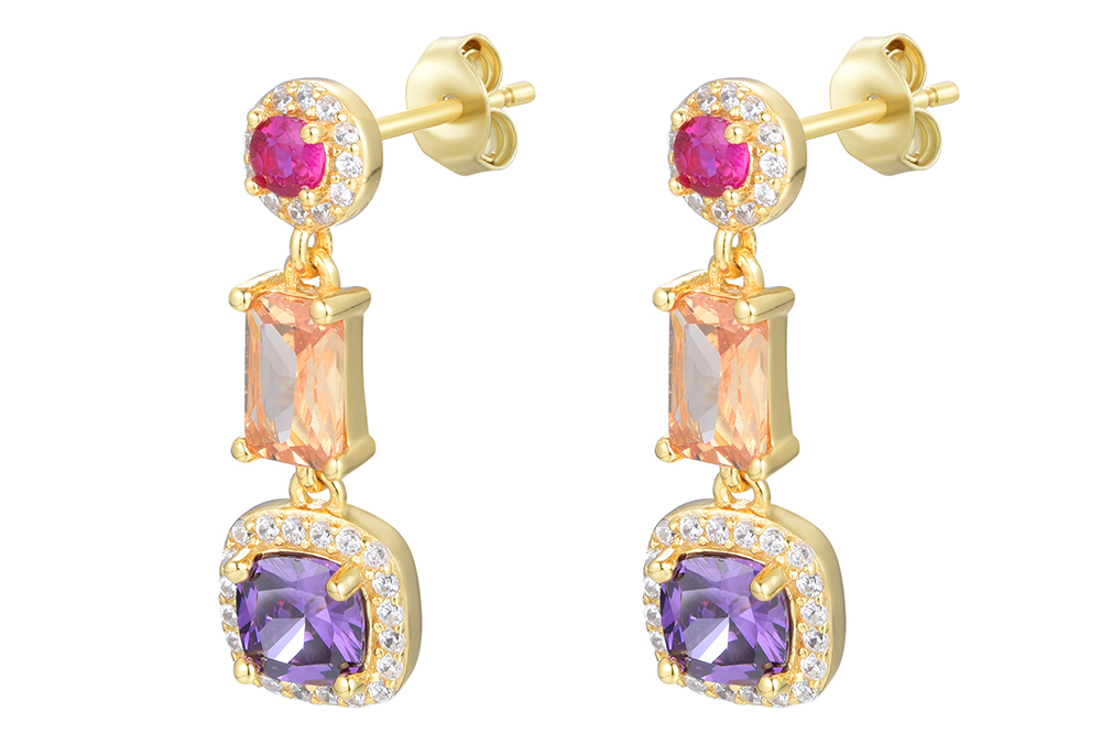 Sterling silver mix zirconia shapes & colors earring