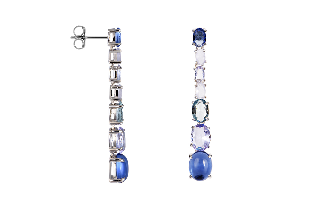 Sterling silver mix stones long earring