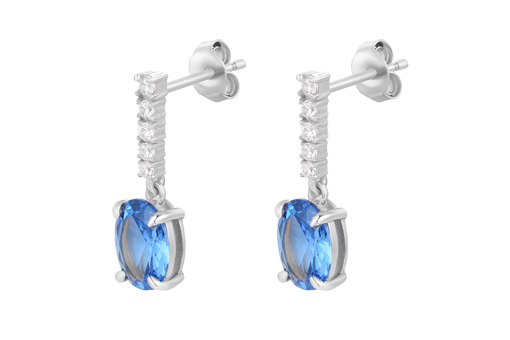 Pendiente plata 925 barra 19x6mm y zirconita 8x6mm