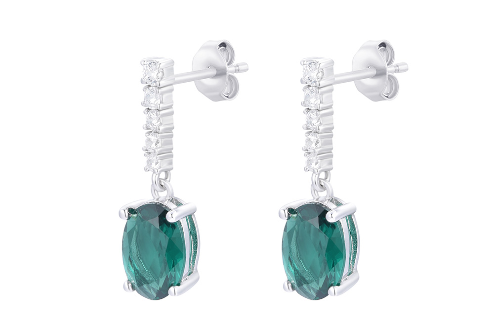 Pendiente plata 925 barra 19x6mm y zirconita 8x6mm