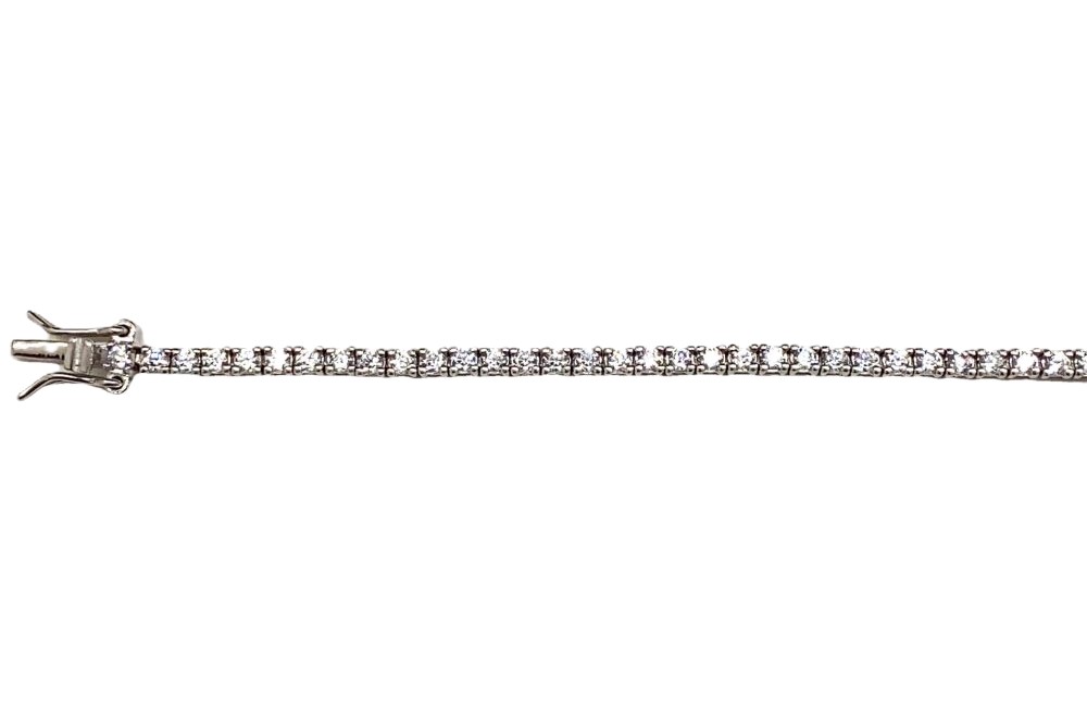 Pulsera plata 925 tennis zirconita redonda 2.50mm montura en grapa