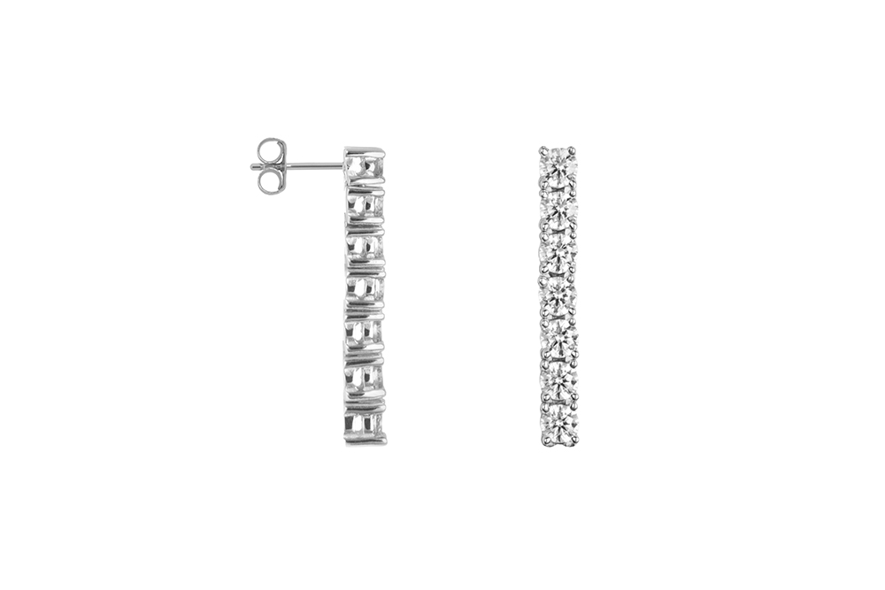 Sterling silver 3mm riviere earring