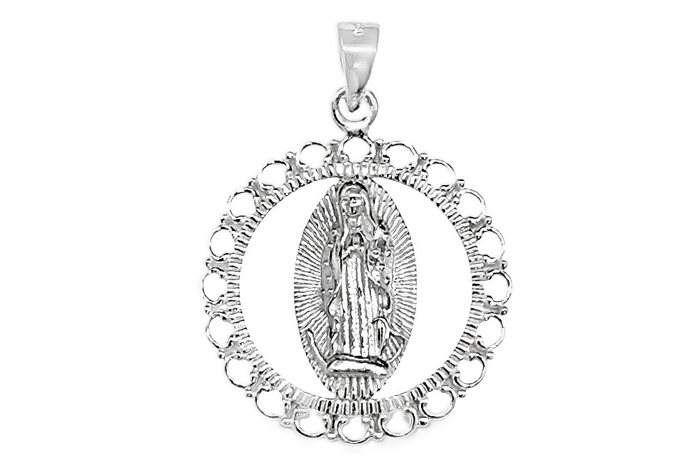 Sterling silver 23x20mm virgin of guadalupe pendant