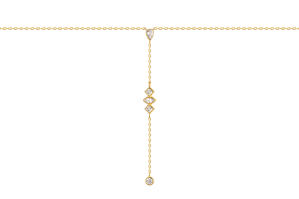 Sterling silver mixed shapes with zirconia necklace