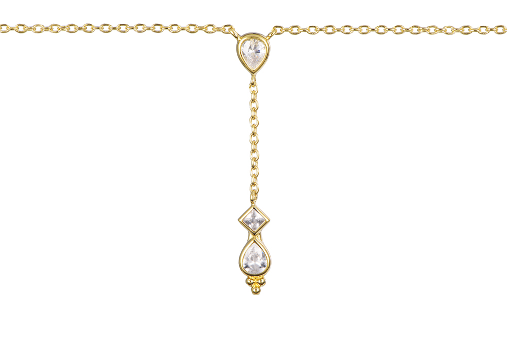 Sterling silver mix shapes zirconia necklace