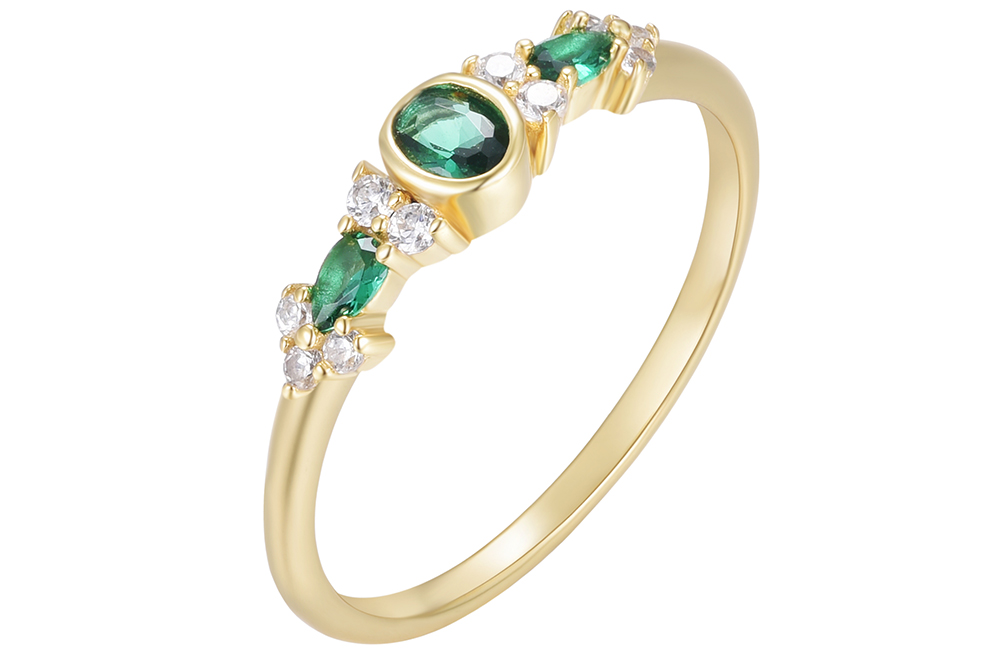 [18333RTA12ZBLESDO] Anillo plata 925 mix de zirconitas (Talla 12, Esmeralda)