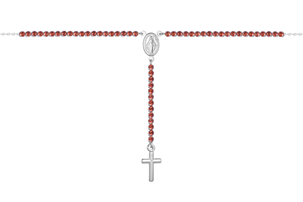 Sterling silver zirconia rosary necklace