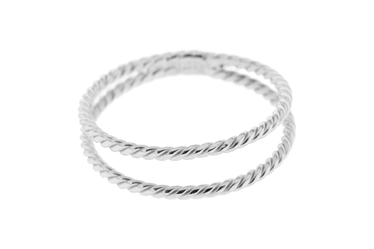 [18581RTA12PL] Sterling silver double braided band ring (EU size 52, Sterling silver)