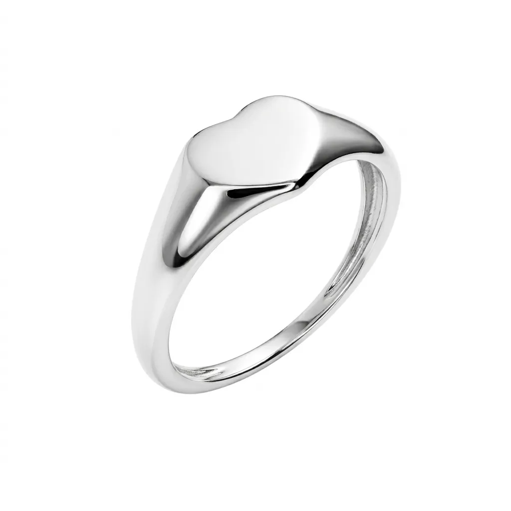Sterling silver 7x9mm heart signet ring