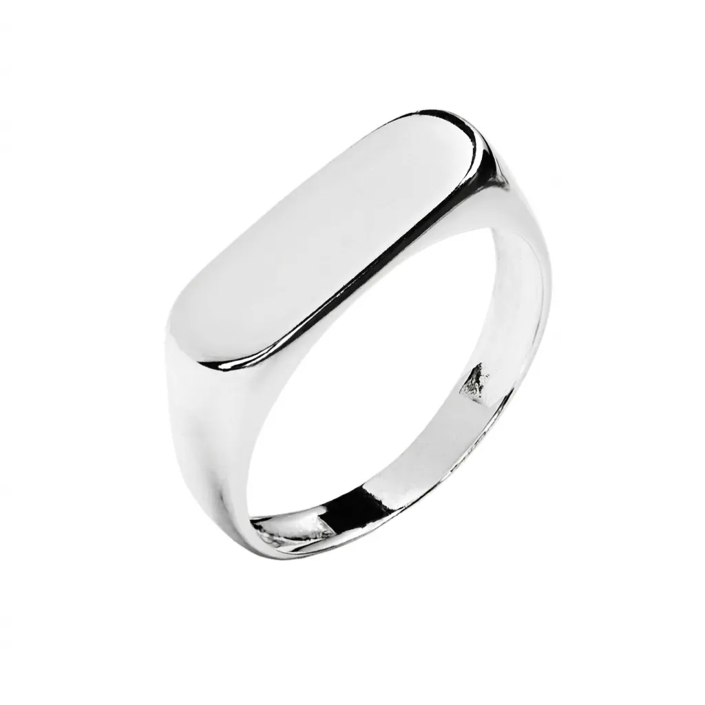 Sterling silver rectangular signet 6x17mm ring