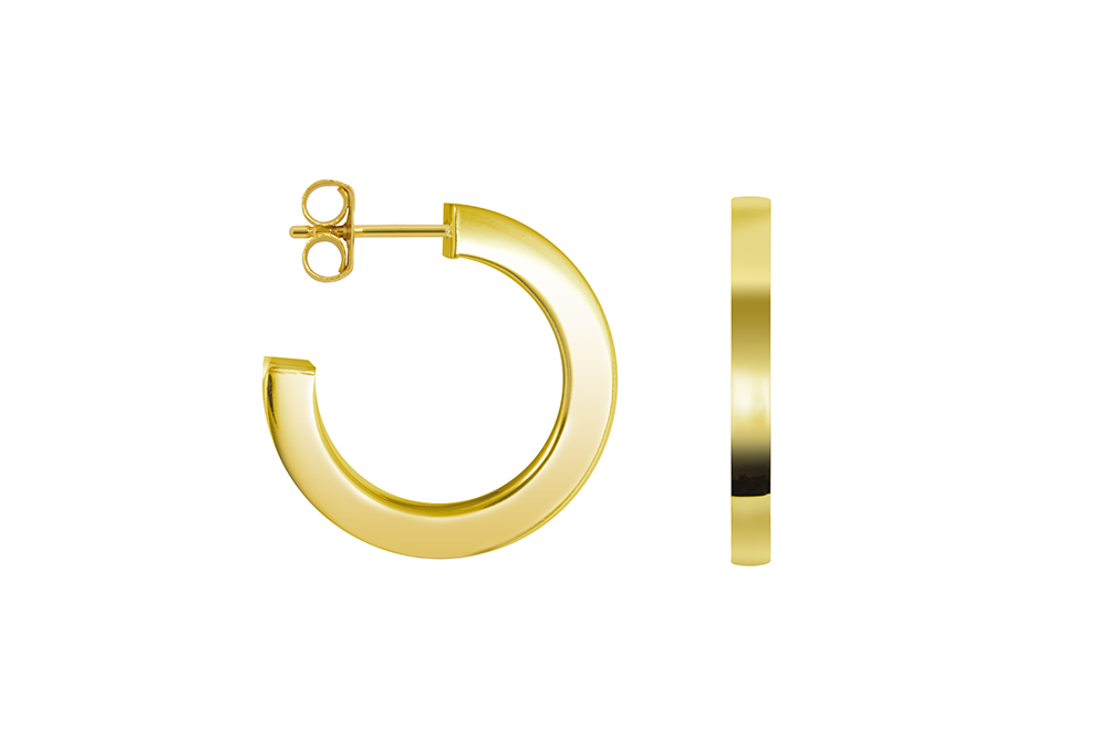 Pendiente plata 925 aro tubo cuadrado 4x4mm