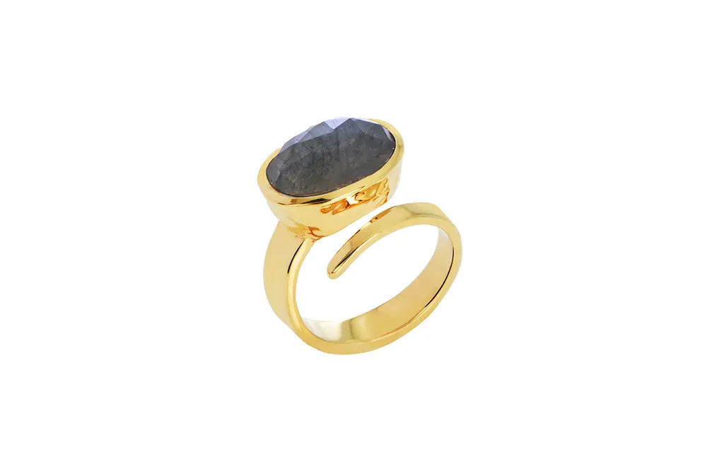Sterling silver open ring with 10x13 mm oval stone