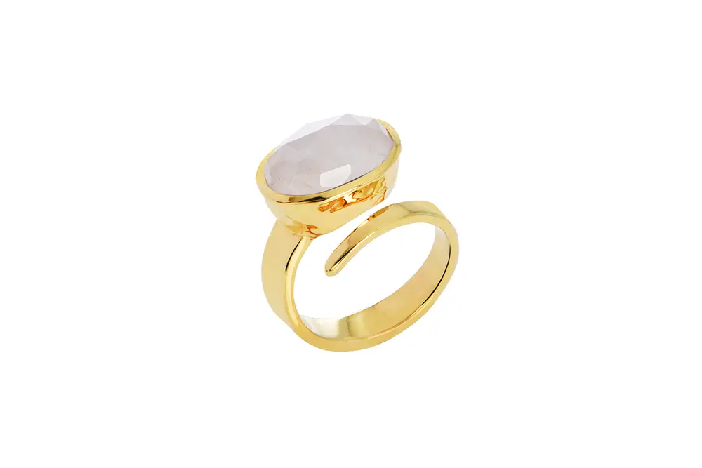 Anillo plata 925 abierto piedra ovalada 10x13mm borde texturado