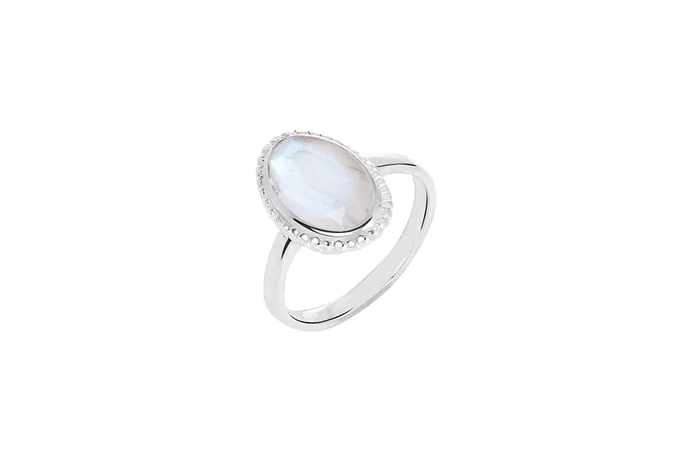 Sterling silver 12x7 mm faceted oval stone ring