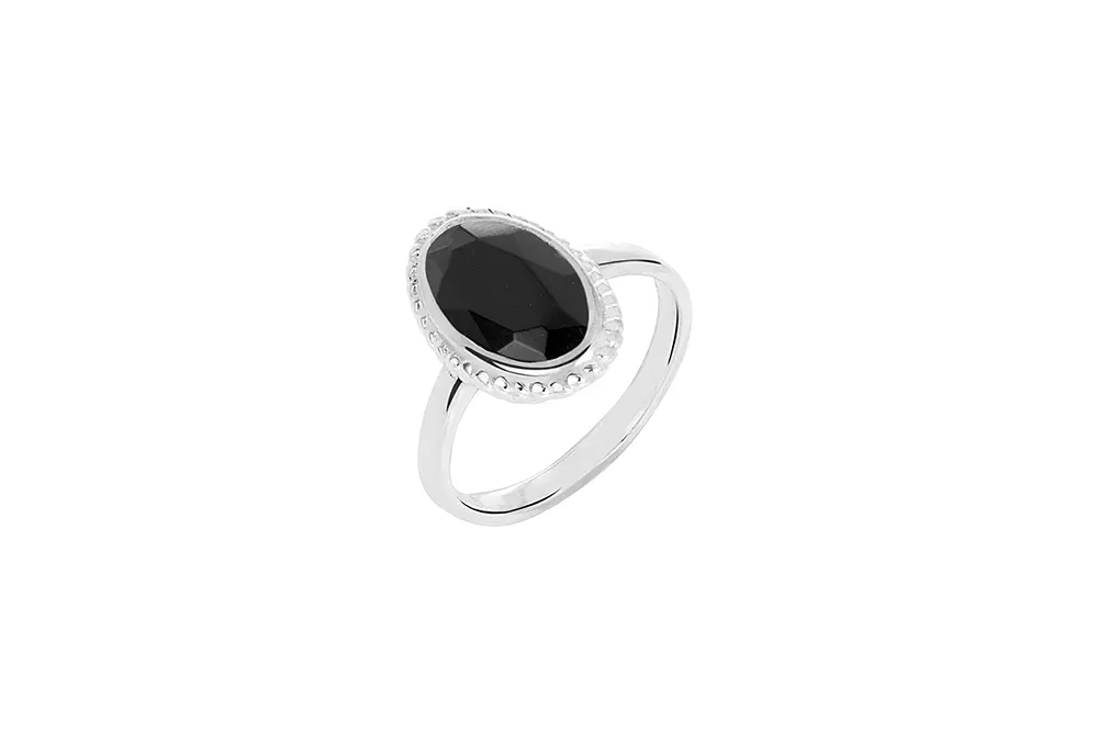 Sterling silver 12x7 mm faceted oval stone ring