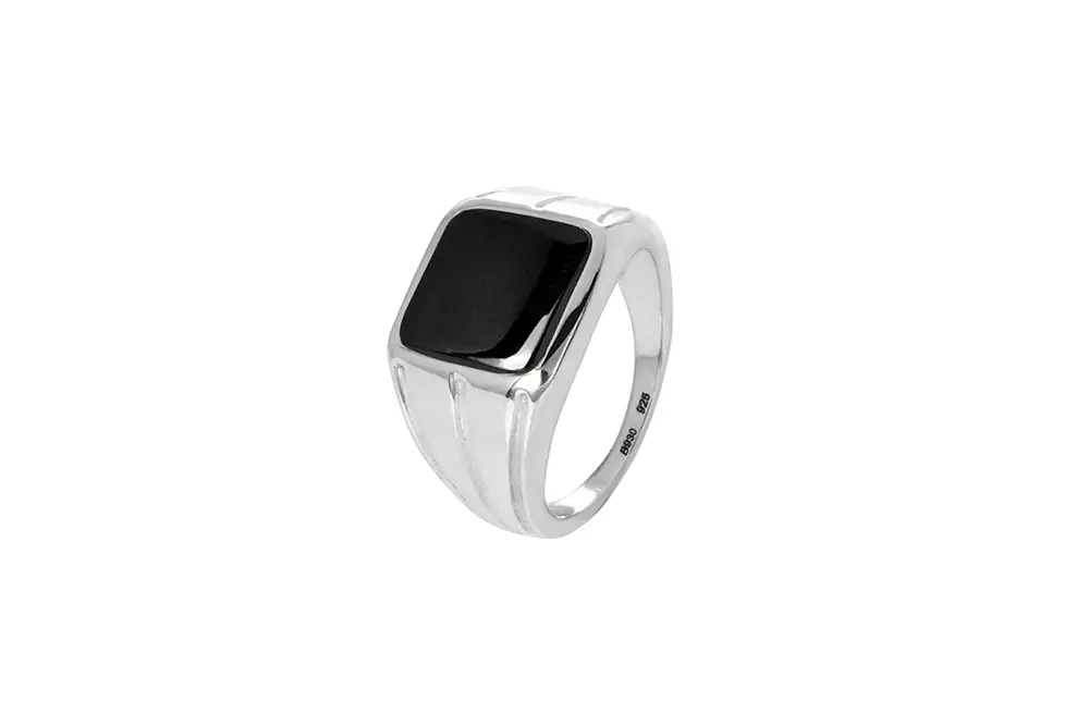 Sterling silver 10x10 mm square stone signet ring